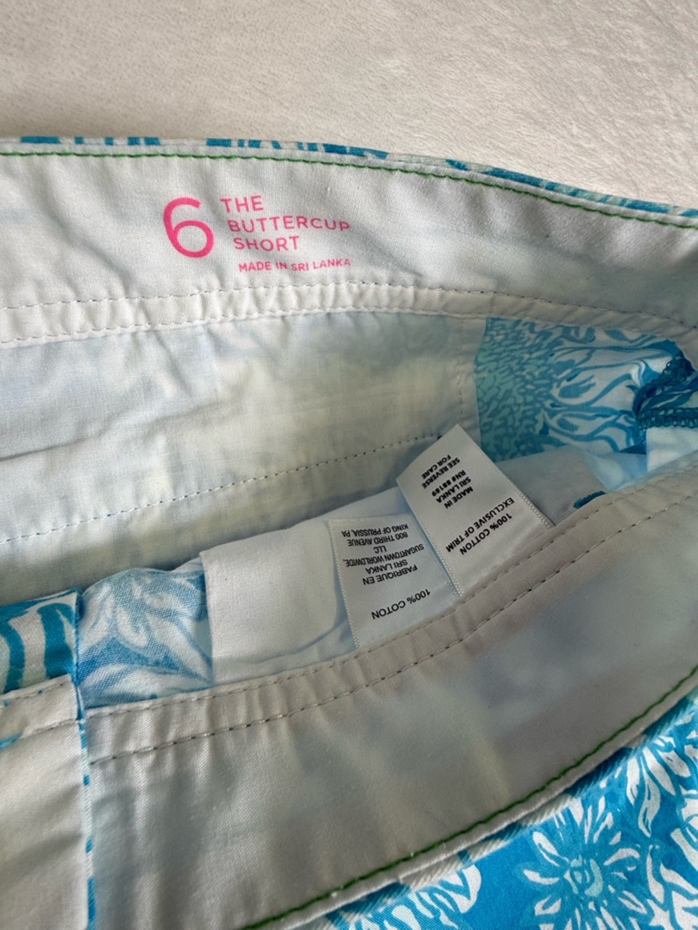 Lilly Pulitzer  Buttercup Boca Blue Floral Scallop-Hem Shorts 6 - Picture 6 of 6